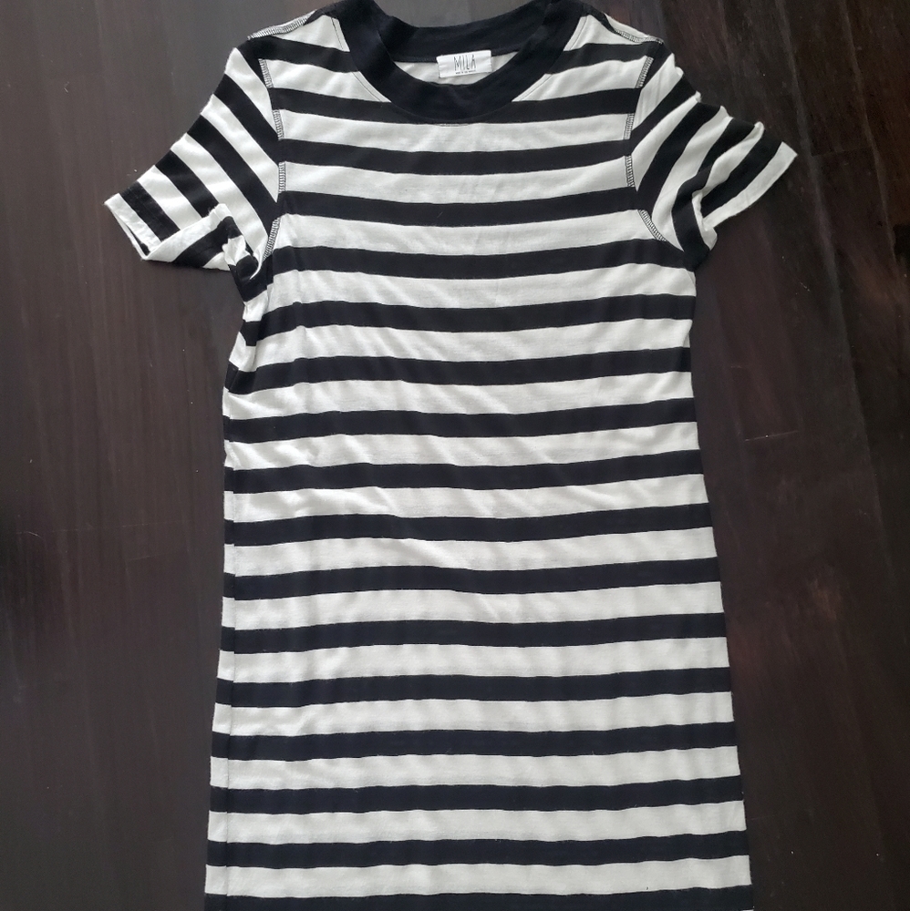 Striped casual midi dress